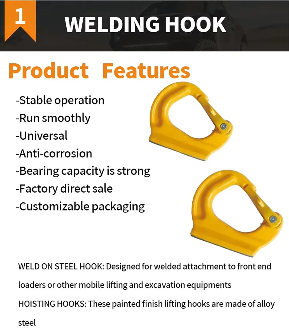 G80 Alloy Steel Excavator Welding Lifting Hook Bucket Mount